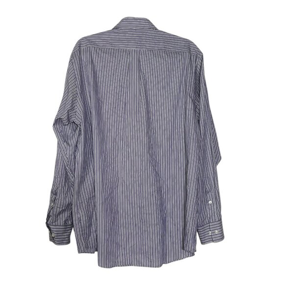 Michael Kors Striped Button Down Shirt Purple White Black Size Size Large 34/35 - Picture 2 of 10